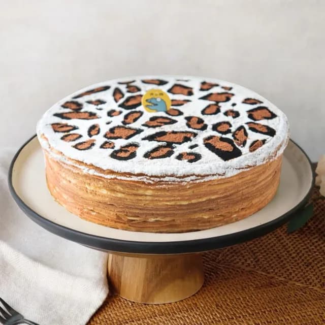 【狸小路手作烘焙】豹紋可可千層8吋1入(生日蛋糕；母親節；父親節；慶生；下午茶；點心；甜點；雙11)