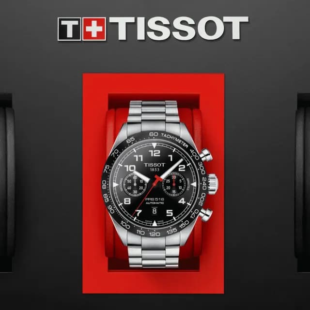 【TISSOT 天梭 官方授權】PRS 516 經典賽車 計時機械腕錶 父親節 禮物 送禮 推薦(T1316271105200)