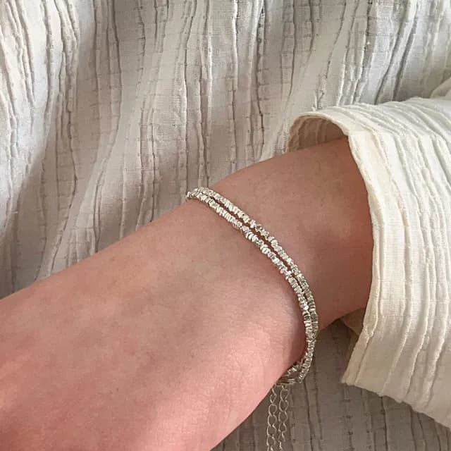 【MoonDy】情人節禮物 項鍊配 純銀配 女配件 多層次手鍊 正韓飾品 復古飾品 純銀手鍊 手鏈  銀飾 女生手鍊