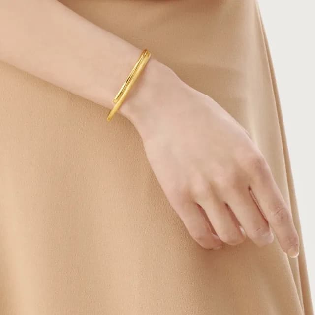 【點睛品】典雅交錯 黃金手環/手鐲_計價黃金(08)