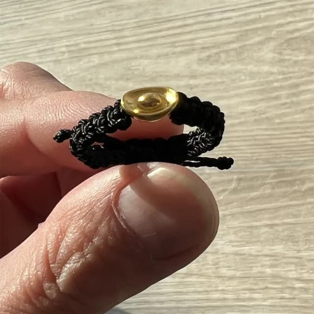 【Penny珮妮】黃金999編繩經典黑可調節指環戒指2款可選(母親節 交換禮物  生日禮 情人節 尾牙 新年 結婚)