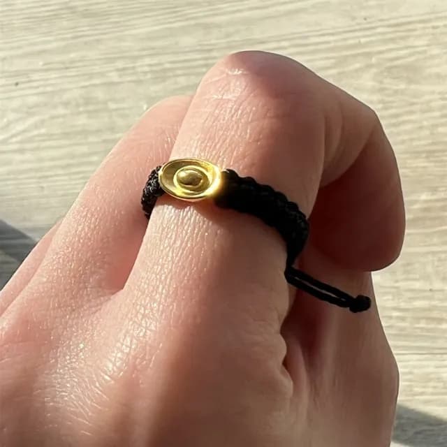 【Penny珮妮】黃金999編繩經典黑可調節指環戒指2款可選(母親節 交換禮物  生日禮 情人節 尾牙 新年 結婚)
