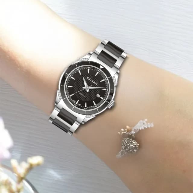 【RHYTHM 麗聲】F1207T 極簡簡單設計 日期顯示 藍寶石水晶玻璃 不鏽鋼手錶