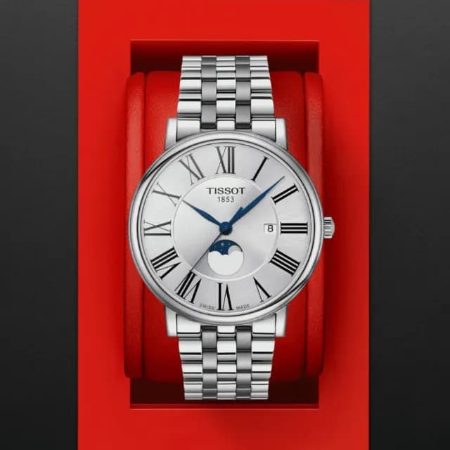 【TISSOT 天梭 官方授權】CARSON系列 簡約時尚月相腕錶 畢業禮物 送禮 推薦(T1224231103300)