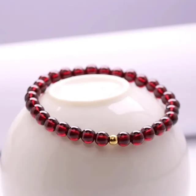 【Penny珮妮】黃金999迷你轉運金珠石榴石手鍊5mm(母親節 送女友 交換禮物  生日禮 情人節 尾牙 新年 結婚)