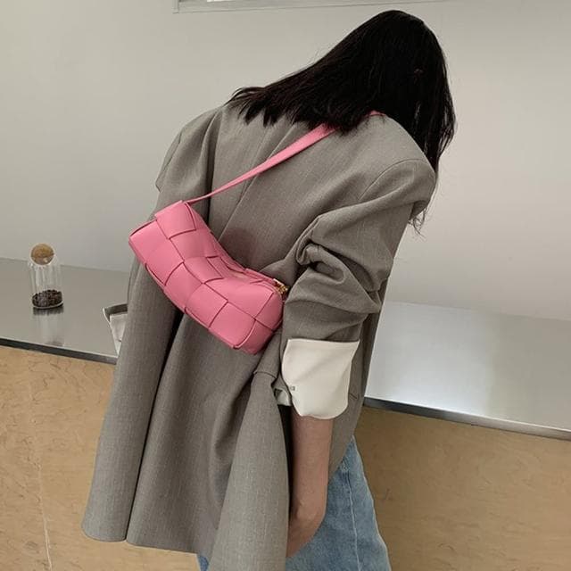 【MoonDy】包包女 編織包 側背包 斜背包 韓國編織包 編織包包女 皮編織包 女包包 軟皮包包 生日禮物女生