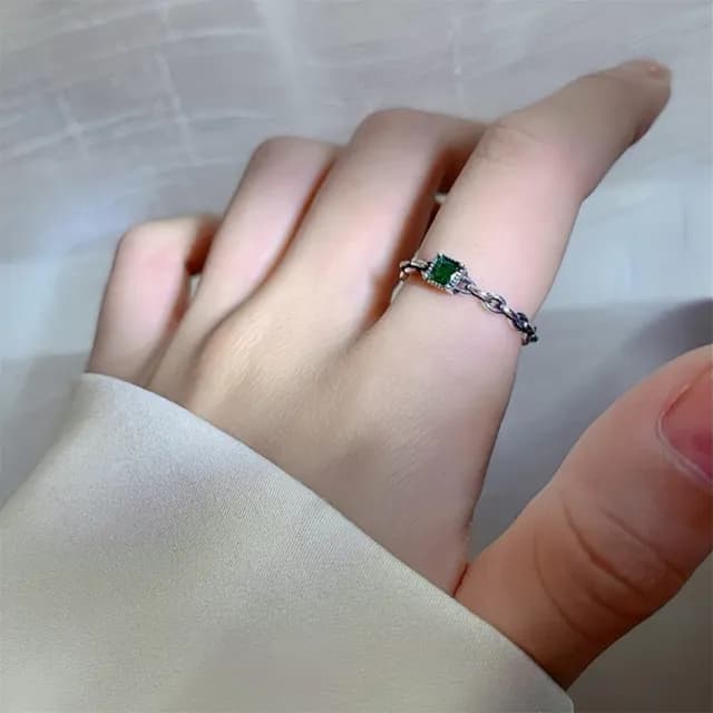 【KT DADA】情人節禮物 戒指 戒指女生 925純銀戒指 可調式戒指 女生戒指 方鑽戒指 女友生日禮物 婚禮小禮物
