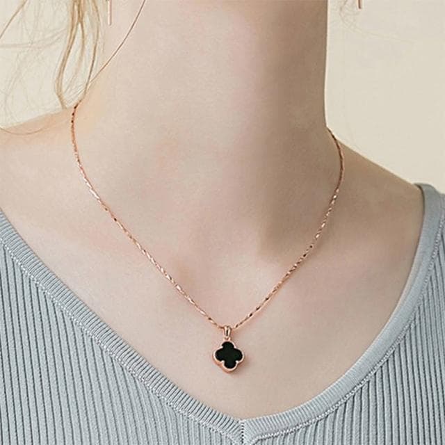 【MoonDy】項鍊 純銀項鍊 飾品 女生項鍊 項鏈女 精品項鍊 瑪腦項鏈 四葉草項鍊 女朋友生日禮物 不過敏項鍊