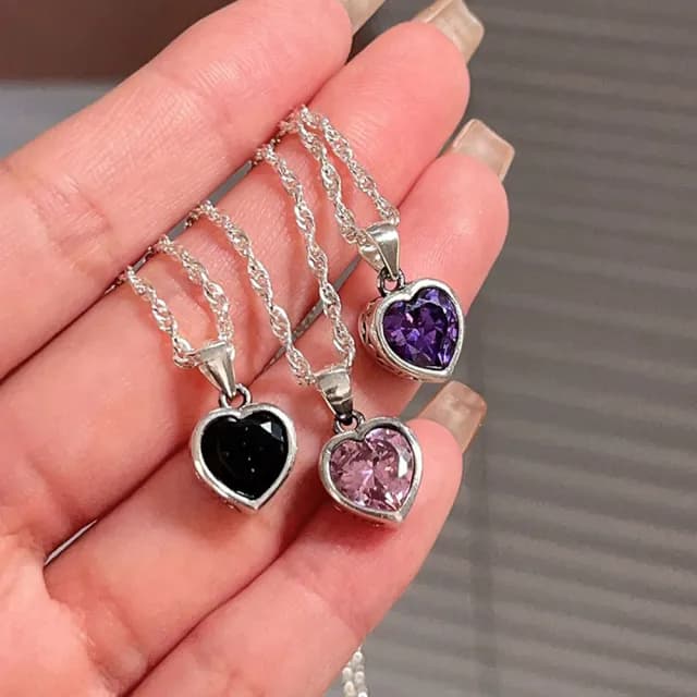 【MoonDy】女項鍊 鋯石項鍊 不掉色項鍊 女友生日禮物 愛心項鍊 小飾品 s925純銀項鍊 女生項鍊