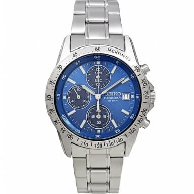【SEIKO 精工】日本國內販售款 三眼計時手錶-藍面X銀色/38mm(SBTQ071)