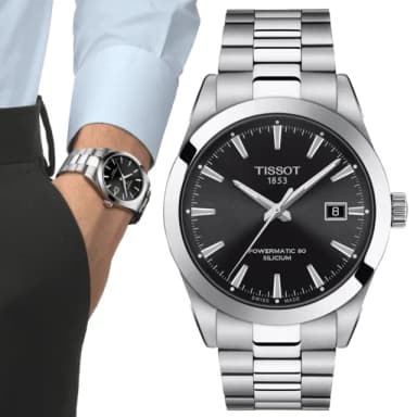 【TISSOT 天梭 官方授權】GENTLEMAN系列 機械腕錶 母親節 禮物 推薦(T1274071105100)