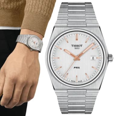 【TISSOT 天梭 官方授權】PRX系列 1970年代復刻 時尚腕錶 畢業禮物 送禮 推薦(T1374101103100)