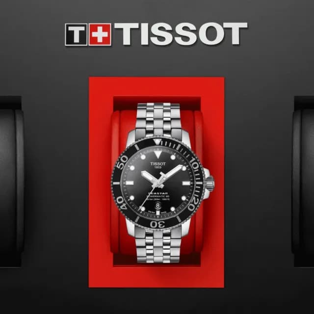 【TISSOT 天梭 官方授權】SEASTAR1000海星系列 潛水機械腕錶 父親節 禮物 送禮 推薦(T1204071105100)