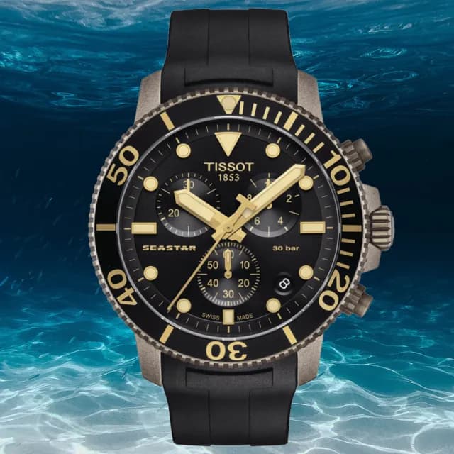 【TISSOT 天梭 官方授權】SEASTAR1000海星系列 潛水計時腕錶 父親節 禮物 送禮 推薦(T1204173705101)