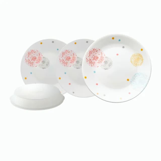 【CorelleBrands 康寧餐具】繽紛美夢4件式碗盤組(6吋平盤x2+8吋平盤+微波蓋)