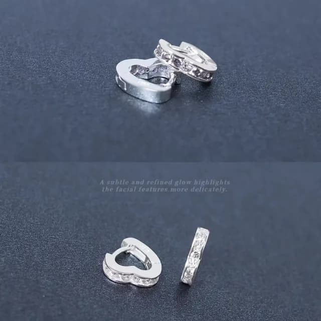 【微鑽浪漫】S925純銀愛心鋯石耳扣1對(銀針 耳骨環 氣質 飾品 耳飾 耳釘 耳針 耳環 首飾 情人節 送禮物)