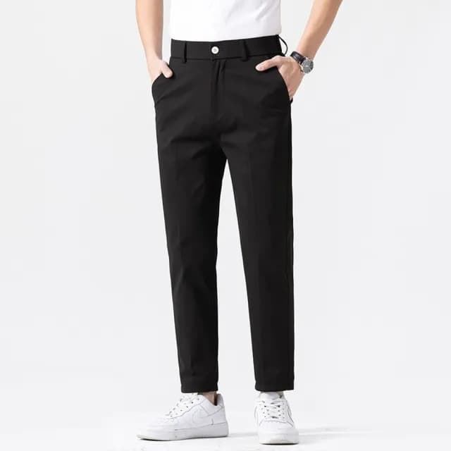 【米蘭精品】現貨+預購 男商務西裝褲修身西裝褲直筒機能免燙(男長褲休閒彈力抗皺父親節禮物3色74kn51)