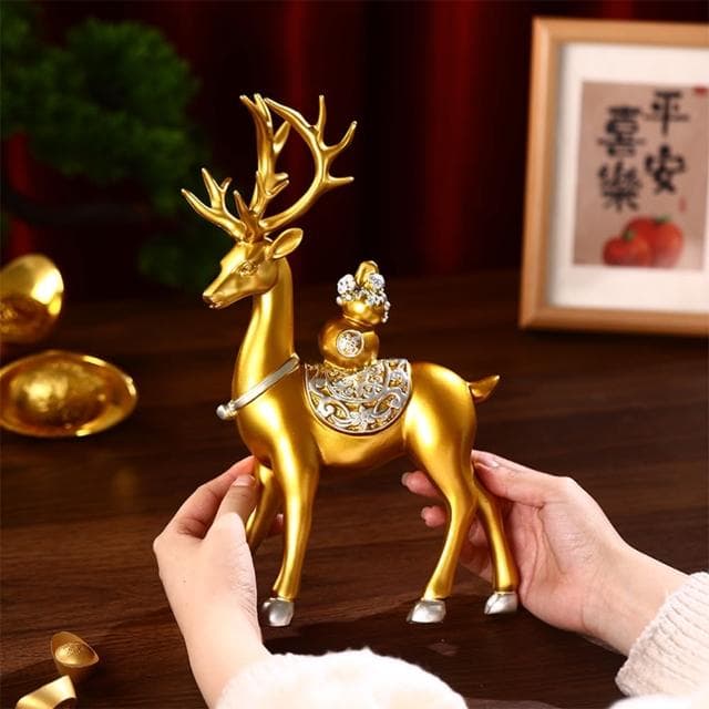 【PKS】百財福鹿招財擺件 客廳電視櫃酒櫃玄關裝飾品 新房喬遷開業送人禮物(預購15天)