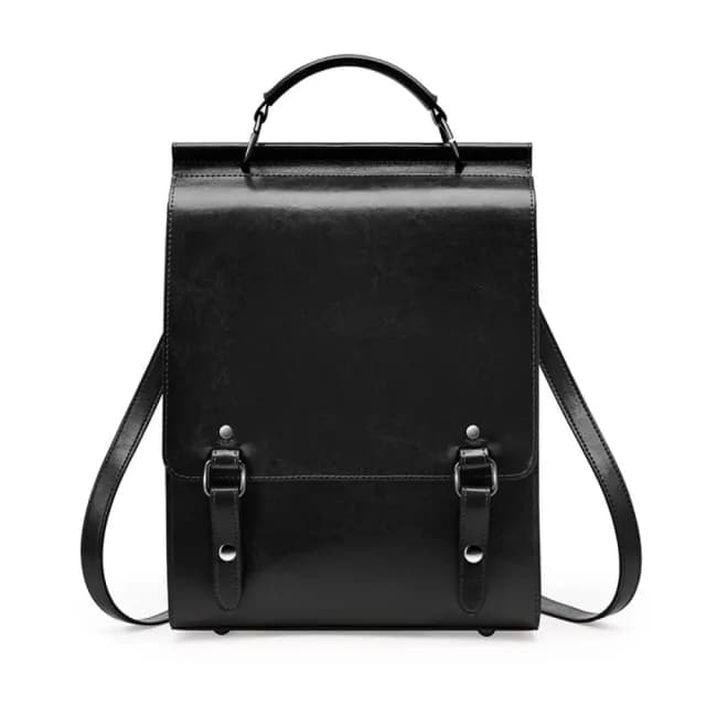 【米蘭精品】情人節禮物 真牛皮後背包側背包真皮革雙肩包托特包隨身女包包(學院風牛皮簡約復古3色74iy60)