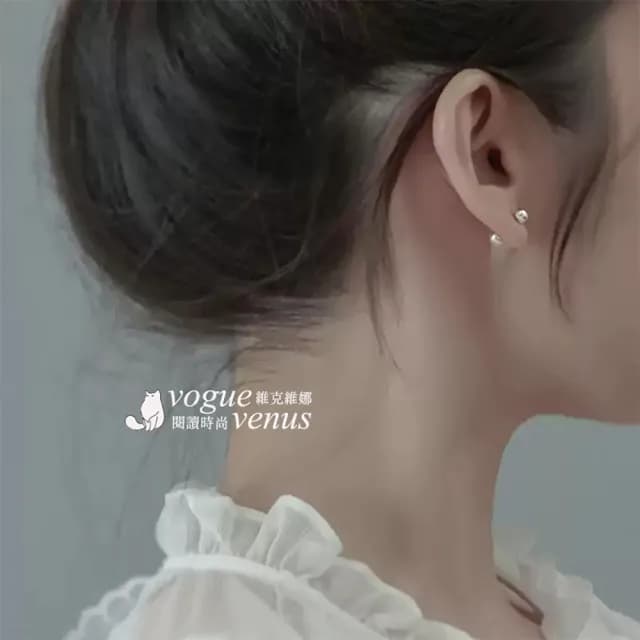 【維克維娜】霧面圓珠點綴925純銀耳環