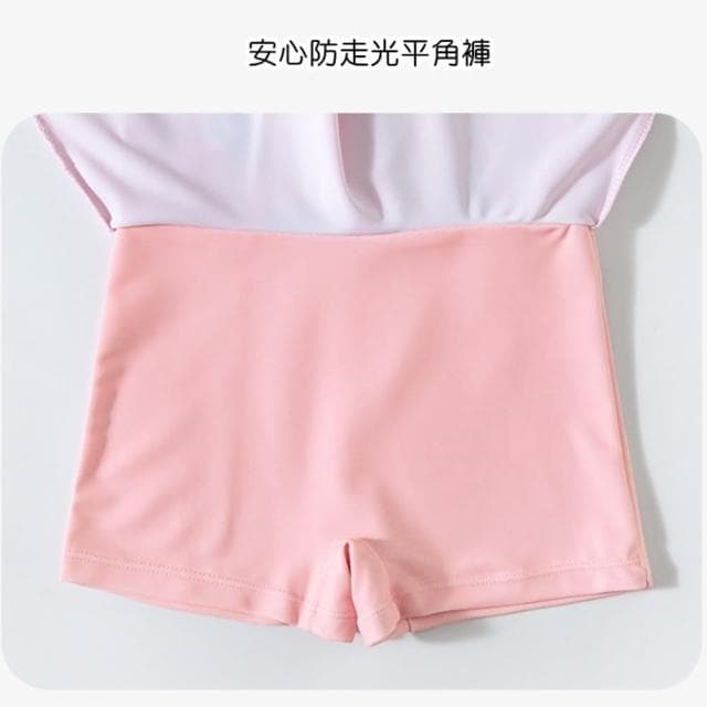 【橘魔法】大童 女孩精靈樹葉糖果插肩前拉鍊連身泳衣(內有安全褲 泳裝 青少女 學生 快乾 速乾 女童 兒童)