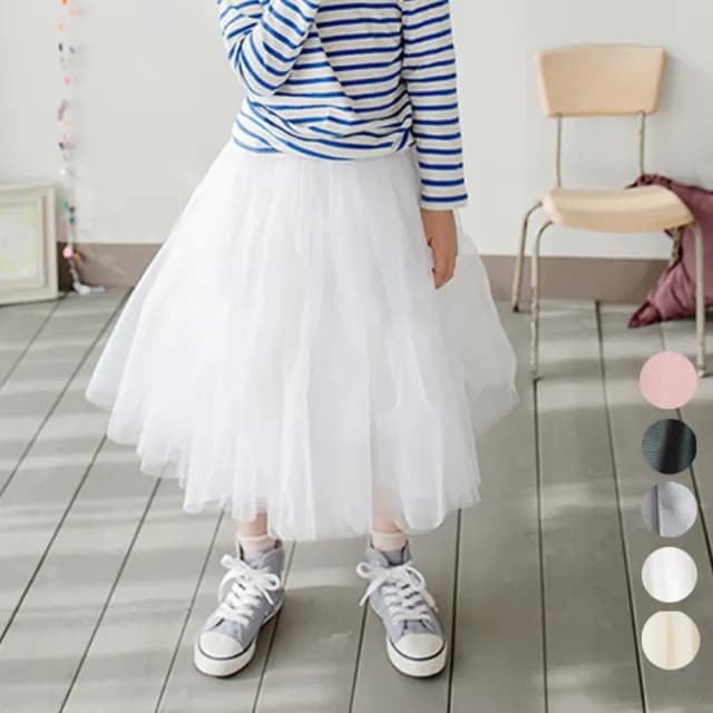 【橘魔法】森林系中長澎澎紗裙(裙子 半身裙 澎澎裙 中長紗裙 表演 禮服 大童 女童 兒童 童裝)