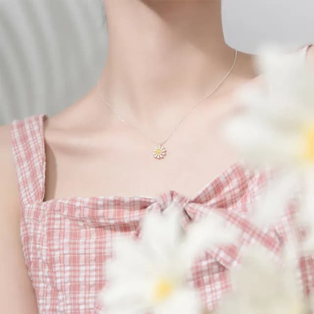 【維克維娜】清新小雛菊925純銀項鍊