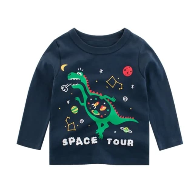 【橘魔法】恐龍太空印花薄長袖上衣(恐龍 薄長袖 男童 童裝)