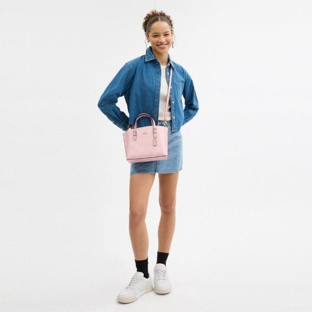 【COACH】蔻馳官方直營 MOLLIE 經典Logo25號托特手袋-IM/脂粉色(CAL50)