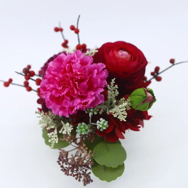 【HUGO DECO 榆果傢飾】紫康乃馨紅陸蓮香氛花禮(母親節/人造盆栽/綠化/佈置/禮物)