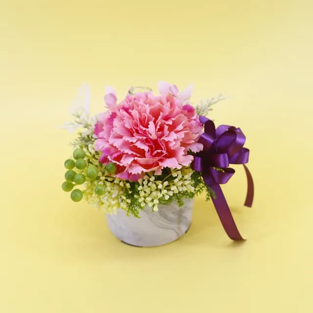 【HUGO DECO 榆果傢飾】特級擬真深粉康乃馨香氛花禮(母親節/人造盆栽/綠化/佈置/禮物)