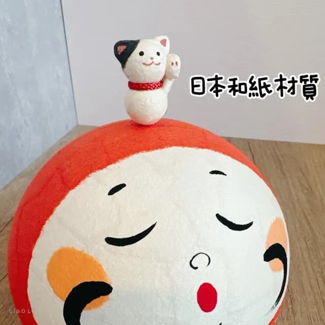 【Ciao Li 僑俐】日本京都和紙達摩招財貓擺件17cm(招財 招福 招財貓 擺件 開業禮 交換禮物 入厝禮)