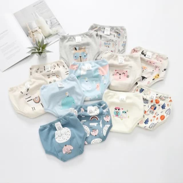 【橘魔法】（2件一組）動物印花高腰檔部加厚防水學習褲(尿布褲 內褲 屁屁褲 戒尿布 兒童 男童 女童 童裝)