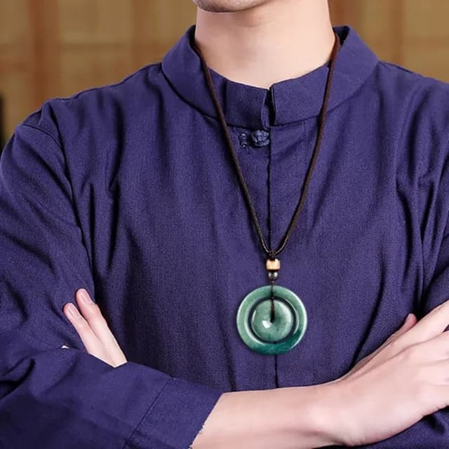 【Penny珮妮】A貨翡翠豆綠大平安扣子母扣吊墜項鍊(母親節 父親節 交換禮物 生日 情人節 尾牙 新年)