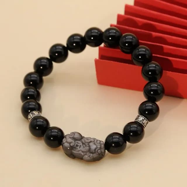 【MoonDy】情人節禮物 手鍊 貔貅手鍊 黑曜石手鍊 飾品 s925純銀 手串 銀飾 招財手鍊 六字箴言手串 復古手鍊
