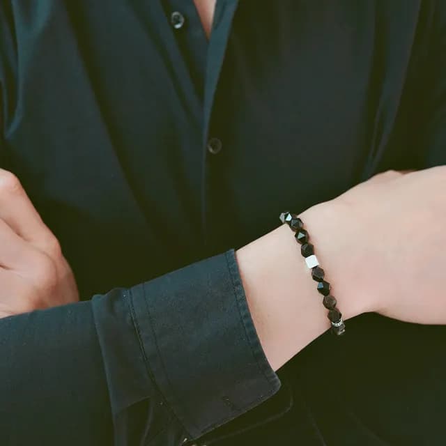 【BLUMA】父親節禮物 男生水晶手鏈 避邪 金曜石曠野純銀手鍊(招財水晶串珠 防小人 個性時尚 男士禮物 男生