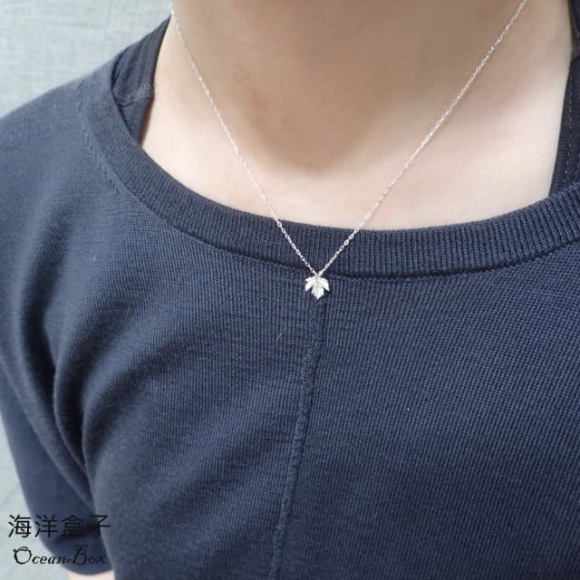【海洋盒子】細緻清新森系楓葉999足銀純銀項鍊(女用短鍊)