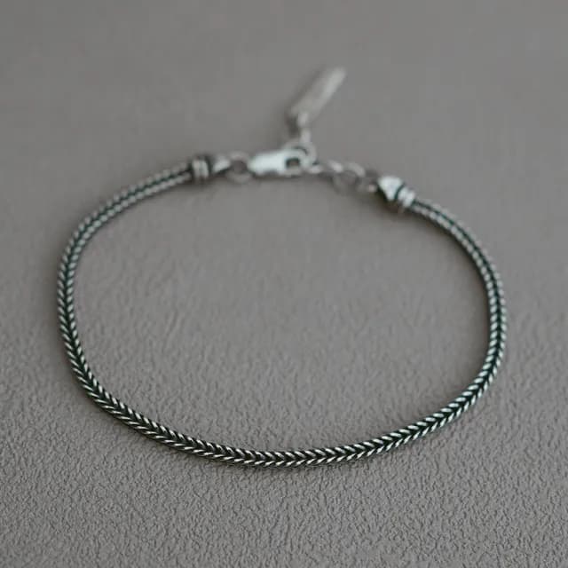 【BLUMA】男生手鍊 稻穗純銀手鍊(男生飾品 簡約 個性 男士手鏈 情侶手鏈 情人節禮物 男生禮物)