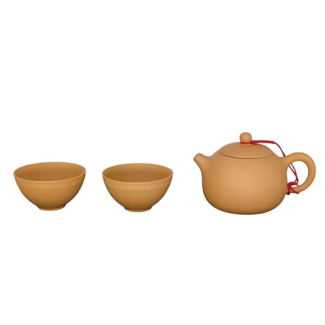 【台灣製造 鶯歌陶藝】段泥黃大西施 雙杯套組(茶具 茶壺 泡茶壺)