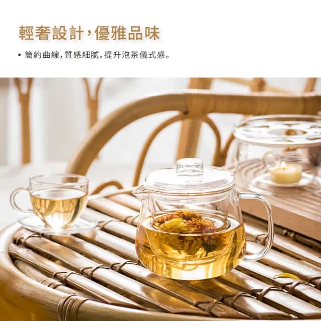 【美味好伙伴】耐熱玻璃壺 500ml + 溫茶座(花茶壺 茶壺 泡茶壺 暖茶座 茶具)