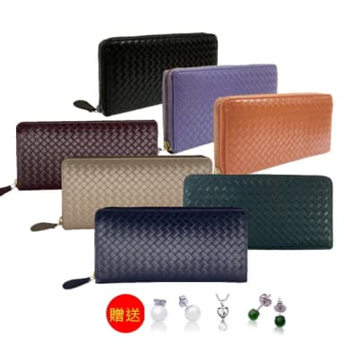 【CROSS】限量1折 頂級小牛皮女用拉鍊長夾皮夾 全新專櫃展示品(買一送一珠寶飾品 母親節/禮物/現貨)