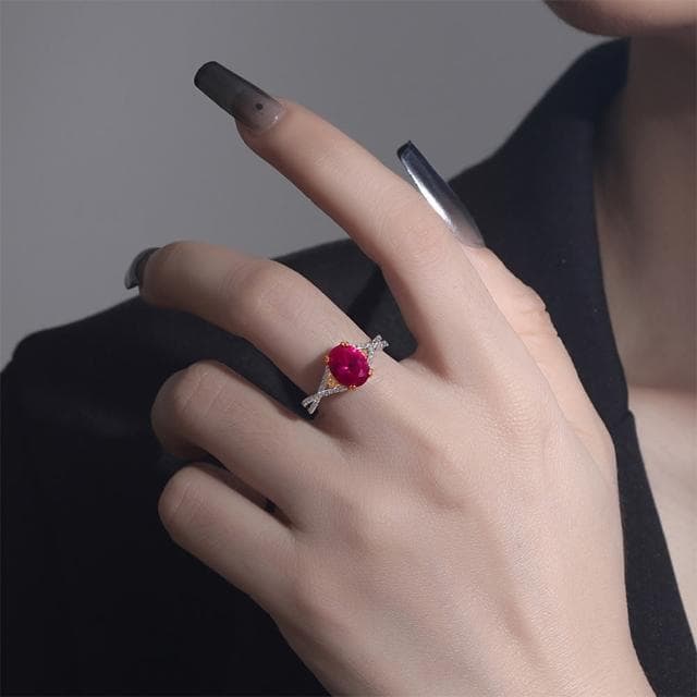 【LEESA】鴿血紅戒指\華麗戒指\戒指\銀戒\指環\歐美戒指\寶石戒指\純銀戒指\婚戒\紅寶石戒指\送女生\禮物