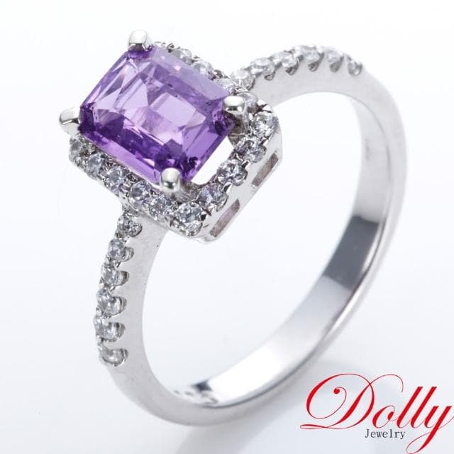【DOLLY】1克拉 無燒斯里蘭卡薰衣草紫色藍寶石18K金鑽石戒指-014(情人節 交換禮物首選)