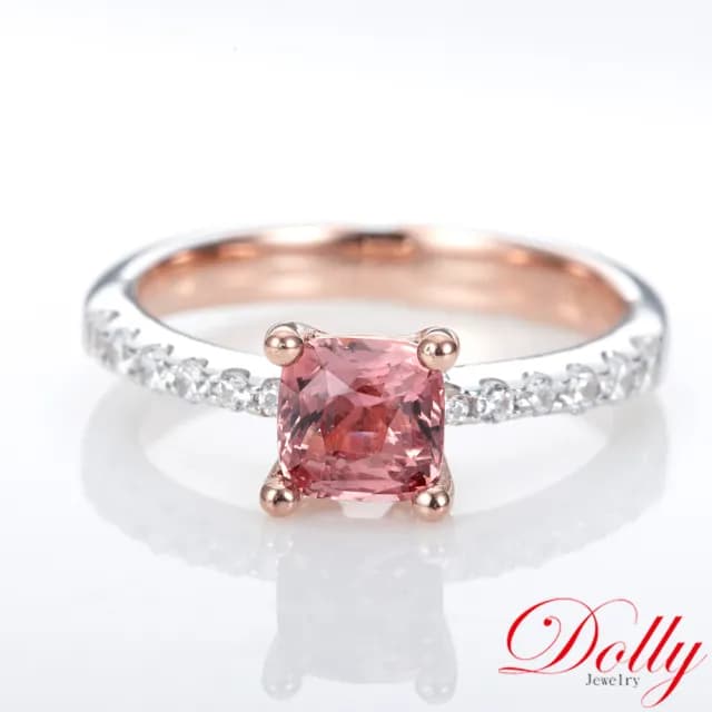 【DOLLY】1克拉 無燒斯里蘭卡蓮花藍寶石18K金鑽石戒指-002(母親節 長輩送禮 交換禮物首選)