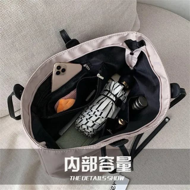 【MoonDy】父親節禮物 女生包包 手提包 肩背包 黑色  包包女 日系包包  尼龍包 防水 托特包 女包 防水包 大