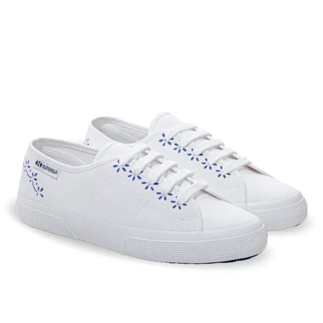 【SUPERGA】休閒鞋 女鞋 100週年限定款 3750 輕量系列 青花瓷 白藍陶瓷 S71473W-ACA