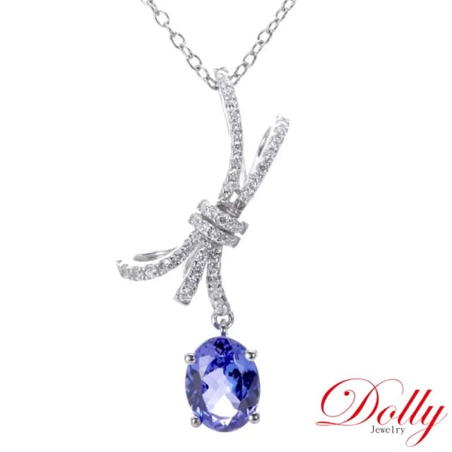 【DOLLY】1克拉 天然丹泉石18K金鑽石項鍊(母親節 長輩送禮 交換禮物首選)