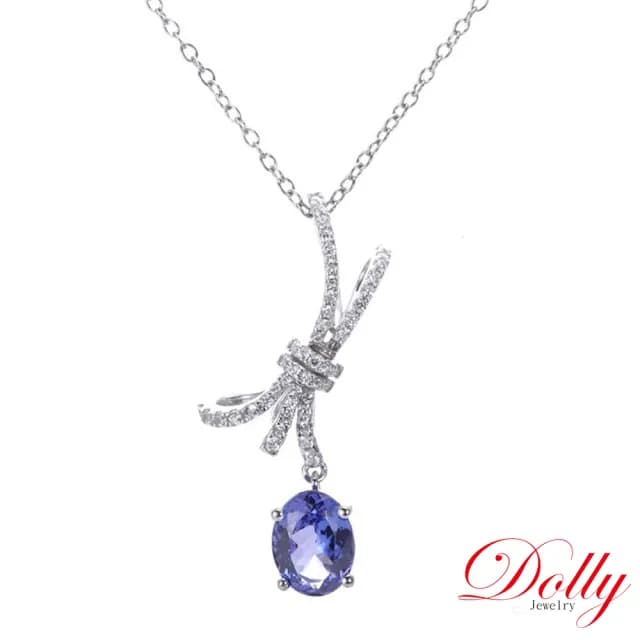 【DOLLY】1克拉 天然丹泉石18K金鑽石項鍊(母親節 長輩送禮 交換禮物首選)