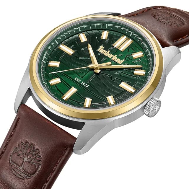 【Timberland】天柏嵐 NORTHBRDIGE系列 經典大樹大三針手錶-綠/45mm 禮物 送禮 推薦(TDWGB0041206)