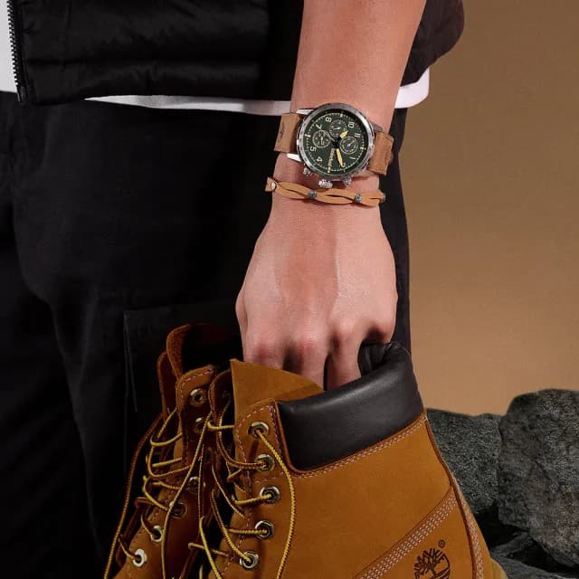【Timberland】天柏嵐 CAMPTON系列 三眼多功能手錶-綠 禮物 送禮 推薦(TDWGF0055402)